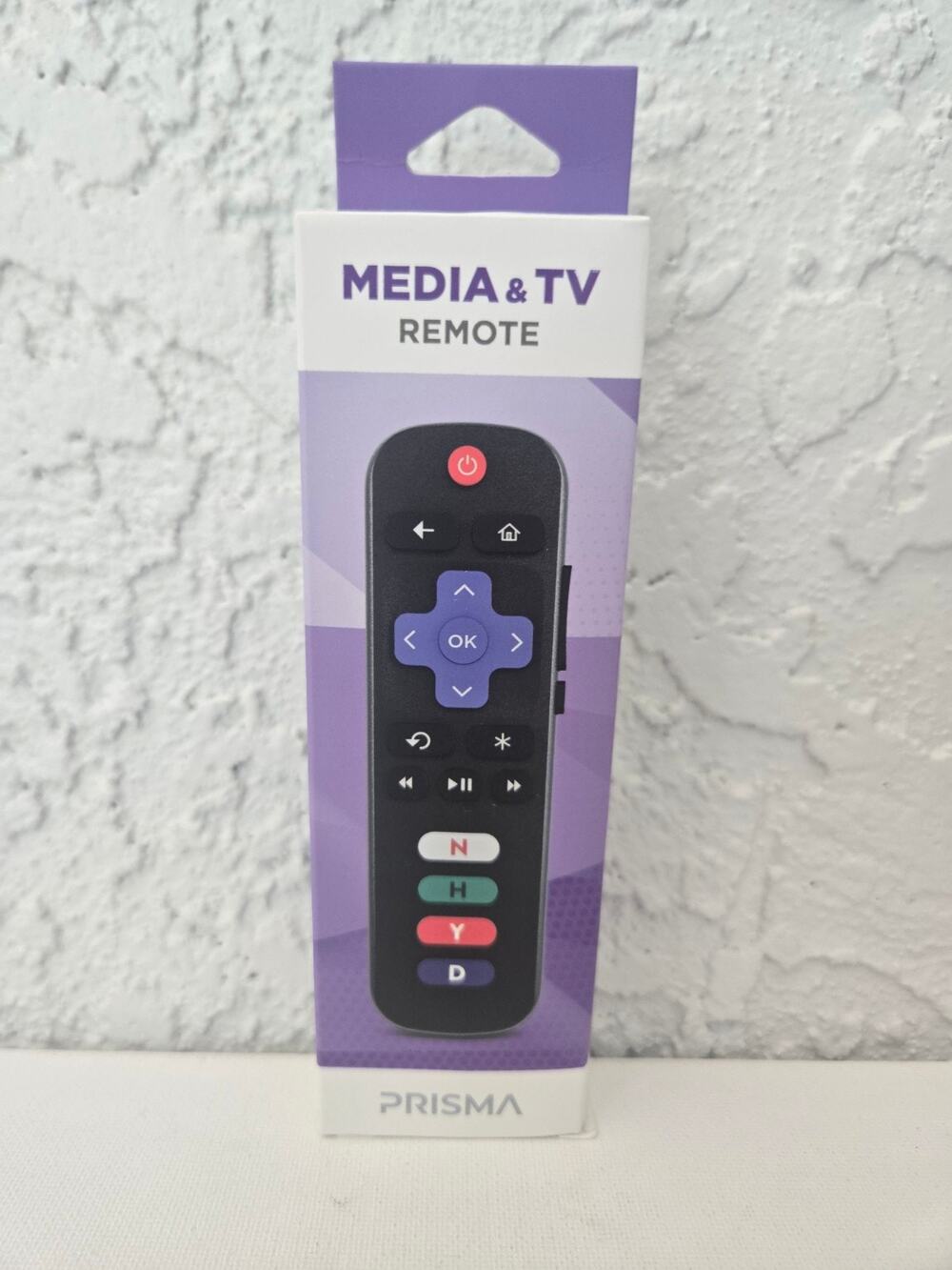 PRISMA TZ001 Media & TV Remote for Roku TV Black App Shortcuts New